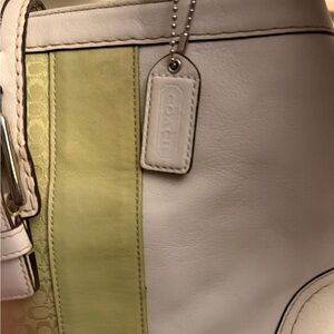 Coach White and Light Green Shoulder Bag